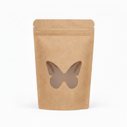 Kelebek Desenli Pencereli Kağıt Doypack (11x18,5)