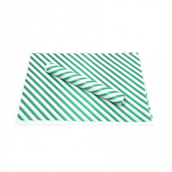 Yeşil Çizgi Baskılı 40Gr İthal Beyaz Sülfit Ambalaj Kağıdı 70x100CM