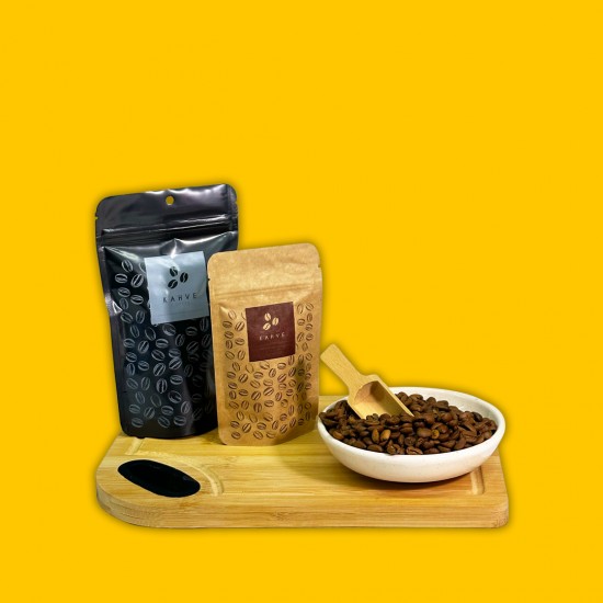 Kahve Baskılı Mat Siyah Alüminyum Doypack 11x18 100 gram