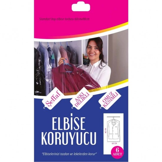 Elbise Saklama Poşeti 60x160 cm 6 Adet Elbise Saklama Poşeti 60x160 cm 6 Adet