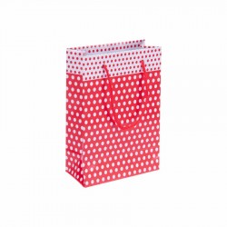 Puantiyeli Kırmızı Karton Hediye ve Parti Çantası (14x17) 25 Adet
