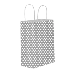Puantiyeli Gümüş Kağıt Hediye ve Alışveriş Çantası (31x12x41) 25 Adet