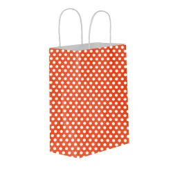 Puantiyeli Kırmızı Kağıt Hediye ve Alışveriş Çantası (31x12x41) 25 Adet