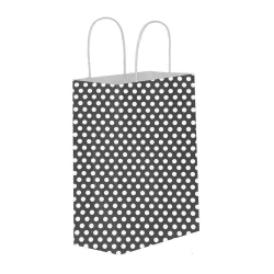 Puantiyeli Siyah Kağıt Hediye ve Alışveriş Çantası (31x12x41) 25 Adet