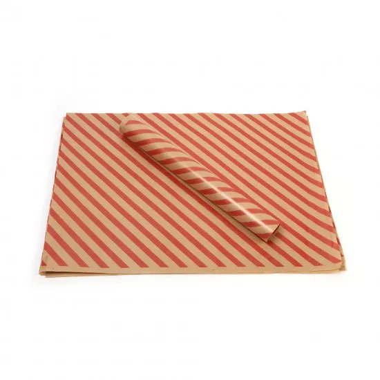 Kırmızı Çizgi Baskılı 40Gr İthal Şamua Kraft Ambalaj Kağıdı 70x100CM