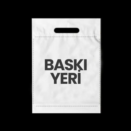 Baskılı Beyaz El Geçmeli Mağaza Poşeti 