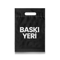 Baskılı Siyah El Geçmeli Mağaza Poşeti 