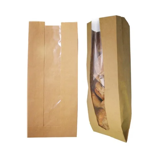 Çizgili Pencereli Şamua Baskısız Kese Kağıdı 15x33 cm