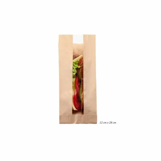 Çizgili Pencereli Şamua Baskısız Kese Kağıdı 12x28 cm