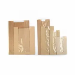 Çizgili Pencereli Şamua Baskısız Kese Kağıdı 12x28 cm
