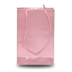 Metalize Pembe Renkli Karton Hediye Çantası 11x16.5 cm 25 Adet