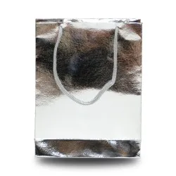 Metalize Gümüş Renkli Karton Hediye Çantası 13x16.5 cm 25 Adet