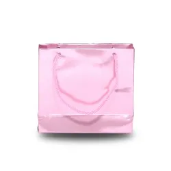 Metalize Pembe Renkli Karton Hediye Çantası 12x10.5 cm 25 Adet