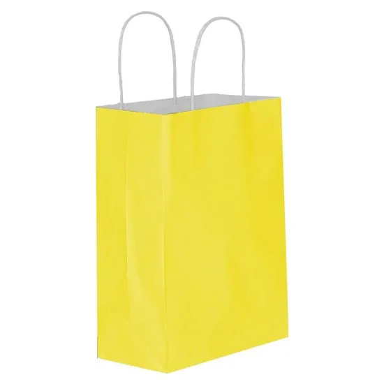 Sarı Kağıt Hediye ve Alışveriş Çantası (25x12x31) 25 Adet