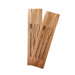 Çatal Kaşık Baskılı Çizgili Şamua Kese Kağıdı 7x28 cm