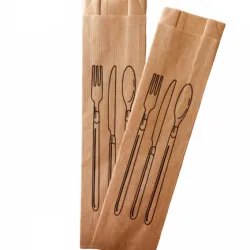 Çatal Kaşık Baskılı Çizgili Şamua Kese Kağıdı 7x28 cm